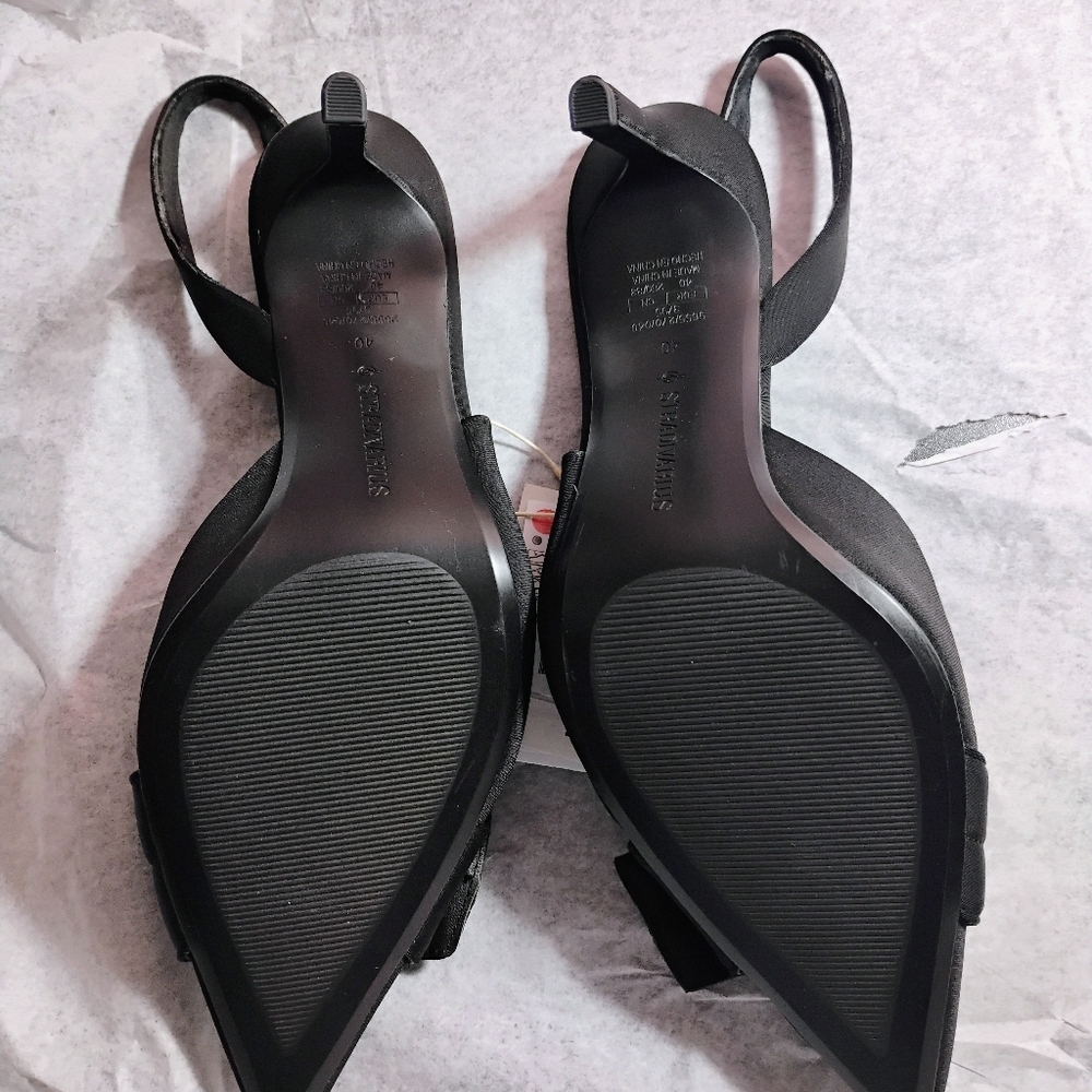 Stradivarius Black Buckle Slingback Heels NWT Size 40 - Picture 4 of 17